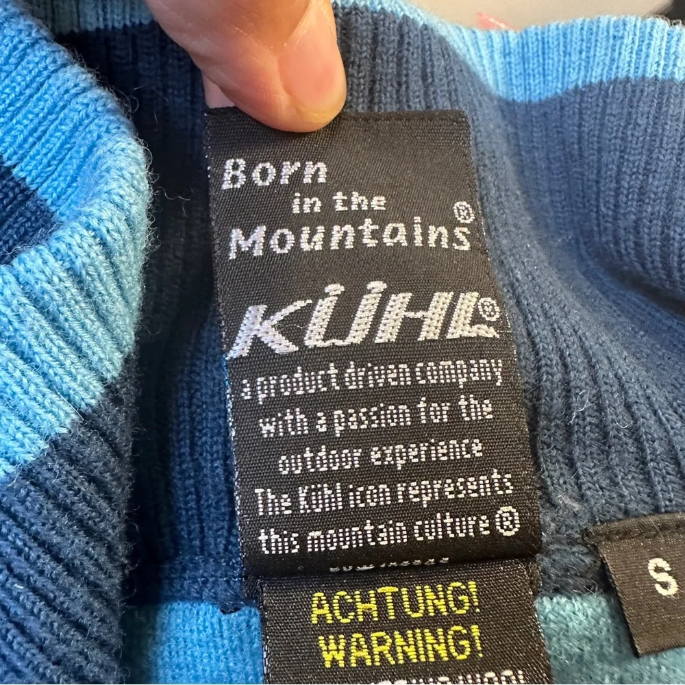 Kuhl Sweater Jacket womens Small Blue Merino Wool pockets thumb holes full zip - Picture 9 of 9